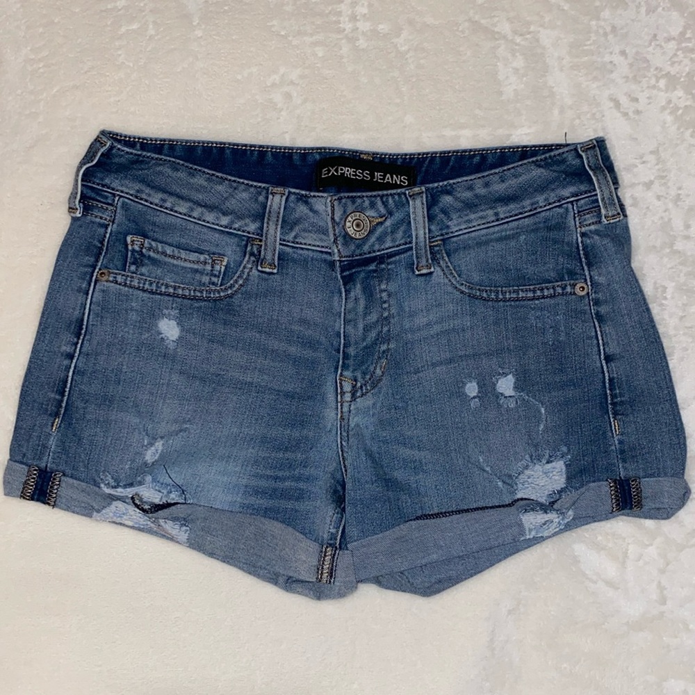 Express Medium Wash Denim Shorts
